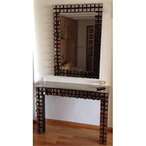 آینه با کنسول طرح وب در سه رنگ دودی سیلور برنز