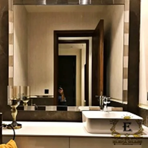 آینه کنسول با قاب استیل و بک لایت