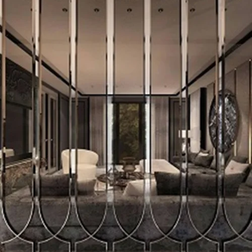 پارتیشن مدل taj استیل و شیشه دودی