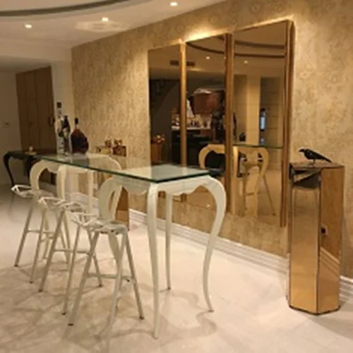 آینه ایستاده سه قلو با آینه برنز و دو عدد عسلی آینه ای با قابلیت جابجایی